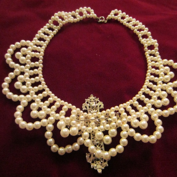 Statement Micro Pearl Beads Collar Choker Bib Necklace - Picture 5 of 9